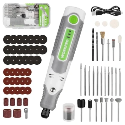 Imagen de WORKPRO Amoladora Eléctrica, Inalámbrica, Multiherramienta 3,6V, Herramientas Rotatorias Multifunción con 70 Accesorios, 3 Velocidades Variables, para Cortar, Esmerilar, Grabar, Perforar