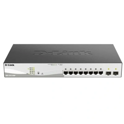 Imagen de D Link DGS 1210 10MP Switch PoE 8 Puertos Gigabit y 2 SFP, 802.3at con Capacidad máxima de 130 W, Altura 1U, VLAN automática para Video vigilancia telefonía IP