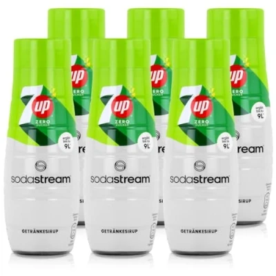 Imagen de Sodastream, Concentrados 7UP Free sin azúcar, 100% sabor original, con tapón dosificador, paquete de 6 unidades x 440 ml