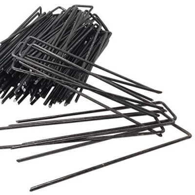 Imagen de ToCi 100 Anclajes de Tierra 150 x 25 mm Alambre Acero Ø 3 Anclaje Suelo para fijación malezas, láminas, mangueras