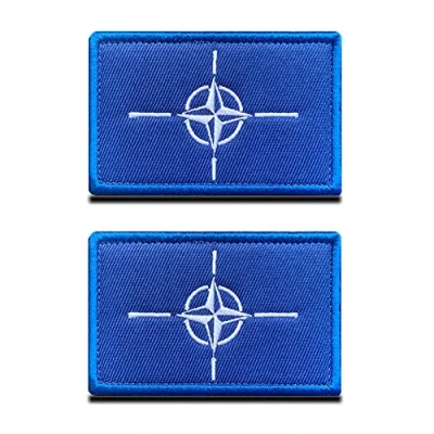 Imagen de 2 Pcs Bandera de La OTAN NATO Emblema Alianza Parche Gancho y Lazo Bordado para el Equipo Ropa Abrigo Mochila Gorras Viajes Hombro Táctico Militar