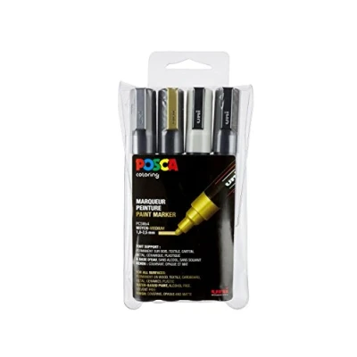 Imagen de uni ball 182504 POSCA Marker mit mittelfeiner Rundspitze, 4er Set