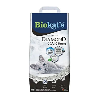 Imagen de Biokat&#039;s Diamond Care Classic, arena para gatos La aglomerante gatos, de alta calidad, con carbón activo y aloe vera 1 bolsa papel (1 x 8 l)