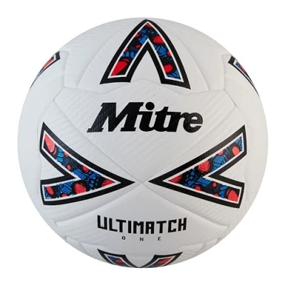 Imagen de Mitre Ultimatch Balón de fútbol, Control Mejorado, Durabilidad, Buena precisión, Talla 4, Blanco/Negro/Rojo