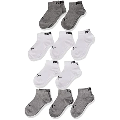 Imagen de PUMA Quarter Calcetines, Gris/Blanco, 23 26 (Pack de 10) Unisex niños