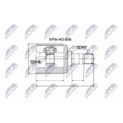 Imagen de NTY NPW HD 006 Junta Homocinética Transmisión automática, automática CVT (continua) Eje delantero, derecha, lado de engranaje