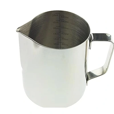 Imagen de jarra de leche Barista 600 ml para máquina café, espuma leche, vapor metal, ideal acero inoxidable espumar accesorios