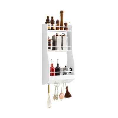 Imagen de SoBuy KCR12 W Especiero de Cocina,Práctico Organizador Especias, frigorífico Colgador con tres ganchos 38x17x75cm ES