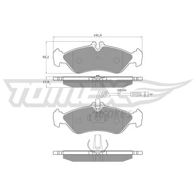 Imagen de TOMEX brakes TX 11 501 Juego de pastillas freno Eje trasero con contacto avisador desgaste accesorios MERCEDES BENZ: Sprinter 3 T Furgón