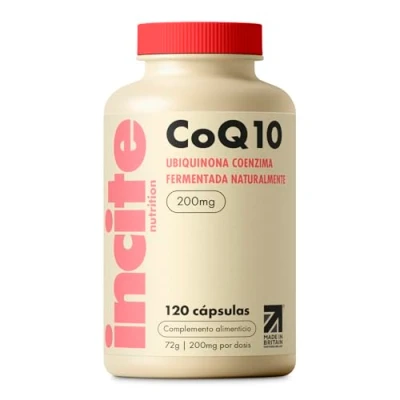 Imagen de Incite Nutrition Cápsulas de Coenzima Q10. 120 CoQ10 (200mg). Q10, Antioxidante para un Envejecimiento Saludable. 2 Meses (Ubiquinol) la Salud del Corazón