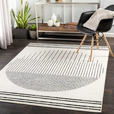 Imagen de Surya Alfombra Geométrica Nairobi Alfombras Salon Modernas, Comedor, Cocina, Habitación Abstractas Estilo Bohemio, Fácil de Cuidar Grande 152x213cm, Marfil
