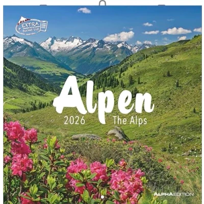 Imagen de Alpha Edition Alpen 2026 Broschürenkalender, 30x30cm, Wandkalender mit Platz für Notizen und Termine, Aufnahmen der Alpen, Monatsübersicht Ferientermine DE/AT/CH: The Alps