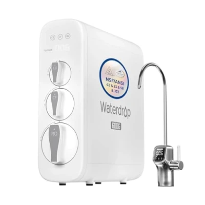 Imagen de Waterdrop G3P600 Sistema de Ósmosis Inversa, Certificado NSF/ANSI 58 y 372, Filtrado Agua por Reducción TDS, 600 GPD, 2:1 puro a Drenaje, Grifo LED Inteligente