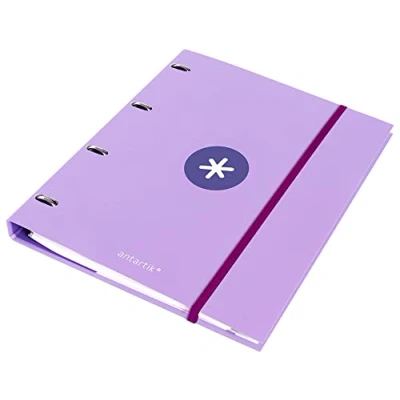 Imagen de CARPETA CON RECAMBIO LIDERPAPEL ANTARTIK A4 CUADRO 5MM FORRADA 4 ANILLAS 25MM REDONDAS COLOR LAVANDA