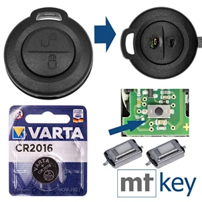 Imagen de Juego de reparación llaves coche con 2 botones + batería compatible Mitsubishi Colt Smart 454 Forfour