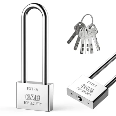 Imagen de candado alargado con 6 llaves, de grillete 50 mm largo, casillero alta seguridad, cerradura llaves resistentes para almacenes, puertas contenedores, garaje, cobertizo, puertas,