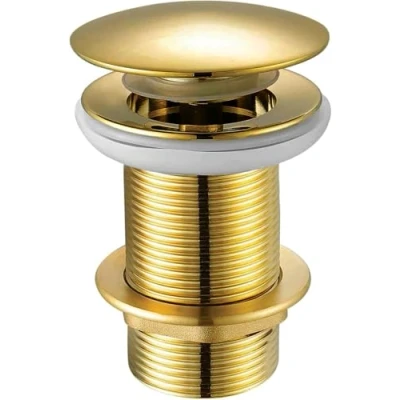 Imagen de Xcel Home™ Finitura Oro Scarico a scomparsa per Lavabo, tappo lavello Forma di Cupola fungo, bagno e cucina, in ottone massiccio con attacco Standard UK