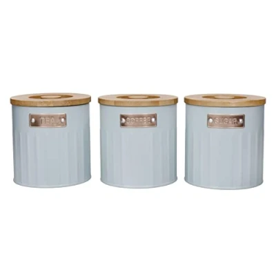 Imagen de KitchenCraft, Botes de almacenamiento, azul claro, 3 piezas, en caja regalo