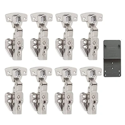 Imagen de LOOTICH 110 Grado Bisagras Semi Solapado con Amortiguación Integrada Bisagra Suave Lento Cierre Amortiguadores para Puerta de Mueble Armario Cocina 8 Pcs