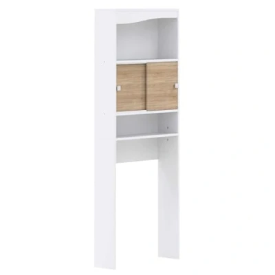Imagen de Mueble para lavadora, rojas, Melamina, blanco y roble, 96 x 43,1 12 cm
