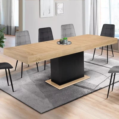 Imagen de IDMarket Mesa de comedor extensible rectangular Eden 6 10 personas, madera y negro, 160 200 cm