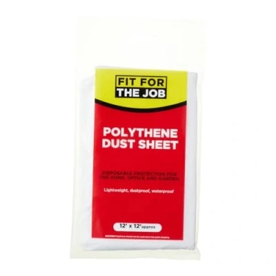Imagen de Fit For The Job Paño Protector de lámina Antipolvo Polietileno 12 pies x pies, a Prueba Polvo e Impermeable, Ideal para Proteger Pisos y Muebles contra derrames Salpicaduras al Pintar