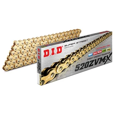 Imagen de DID Cadena 520ZVM X (Oro y Oro) Longitud: 106 eslabones con unión remachada (ZJ)