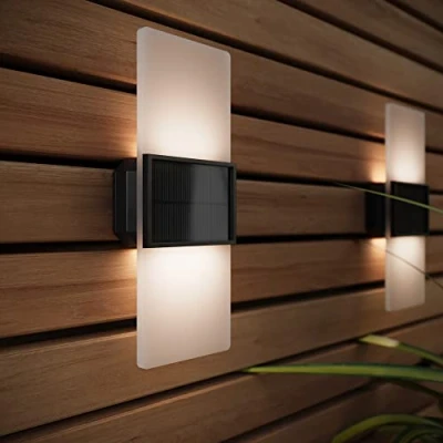 Imagen de SolarCentre® Gemini Juego de 2 luces solares pared para exteriores color blanco y cálido (solar 20 cm)