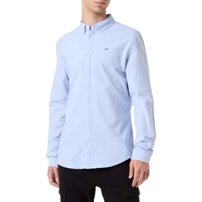 Imagen de Tommy Jeans Camisa Hombre TJM Slim Manga Larga, Azul (Moderate Blue), XS