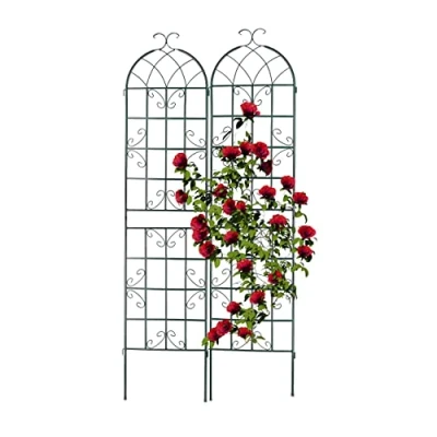 Imagen de Relaxdays Soportes para Plantas, Set de 2, 220 x 50 cm, Enrejados Autónomos Trepadoras, Tutores Rosales, Verde