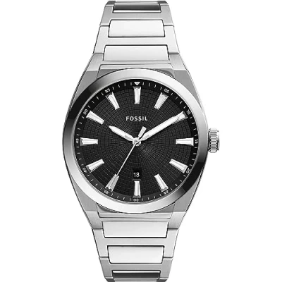 Imagen de Fossil Reloj para hombre Everett 3 Manecillas, movimiento de cuarzo, 42mm Caja plateada acero inoxidable con correa inoxidable, FS5821