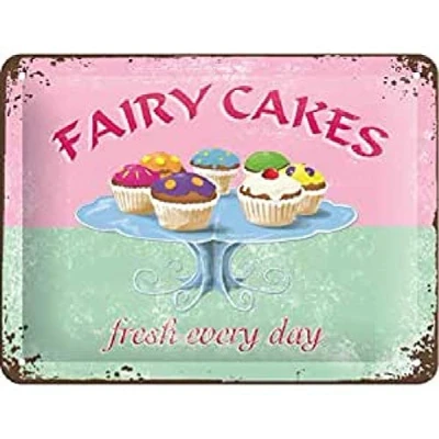 Imagen de Nostalgic Art Cartel de Chapa Retro Fairy Cakes Fresh Every Day Idea Regalo para la Cocina, metálico, Diseño Vintage Decorativo, 30x40x0.2 cm