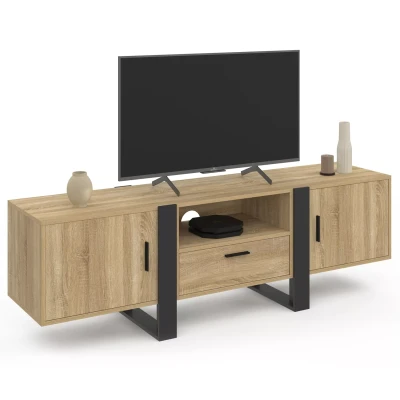 Imagen de IDMarket Phoenix Mueble para TV (160 cm, 3 puertas, madera y negro), color negro