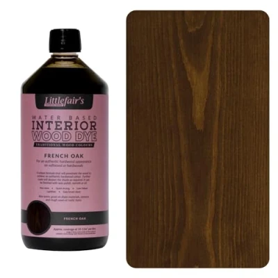 Imagen de Littlefair&#039;s Tinte para Madera 1ltr Acabado Premium, Fácil de Usar y Limpiar Basado en Agua, Seguro Ecológico Disponible Muchos Colores Color: Roble Francés