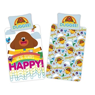 Imagen de Hey Duggee Happy Juego de funda nórdica para cama individual, reversible, diseño oficial