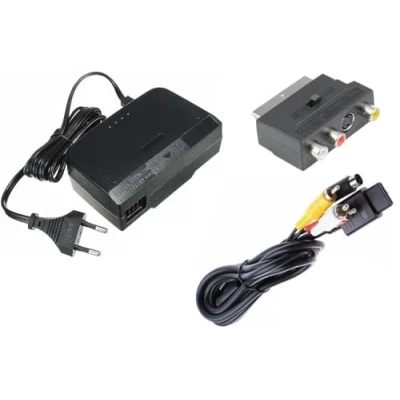 Imagen de Link e : Cargador de Red, Cable Audio Video S y Adaptador SCART Compatible con la Consola Nintendo 64 N64