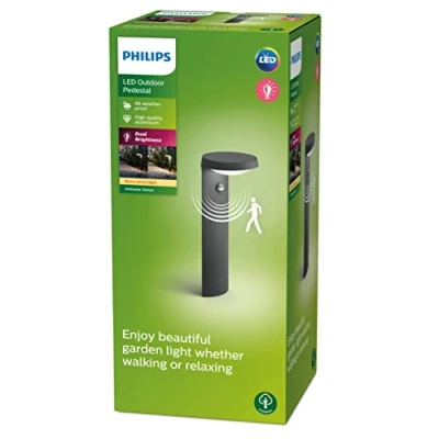 Imagen de Philips Pedestal para exteriores Tyla 9W Luz Cálida 2700k con sensor de movimiento y brillo, protección IP44