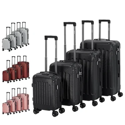 Imagen de Arebos Juego de 4 Maletas Viaje plástico ABS rígidas I Trolley Mango telescópico Incluye Cerradura TSA con Ruedas 360 S M L XL Negro,