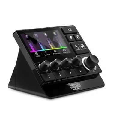 Imagen de Hercules Stream 200 XLR, Controlador de Audio Profesional para Controlar Mezclas el Público y Creador en Vivo, con Micro Preamplificado, Pantalla LCD, Codificadores Alta resolución.
