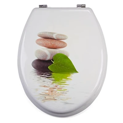 Imagen de MSV Asiento DE BAÑO MDF Lingga BISAGRAS Acero Inoxidable, Piedra Verde, 42.5x36.5x1.7 cm