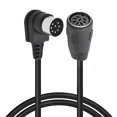 Imagen de HUHANGGod cable de extensión DIN 8 pines, adaptador MIDI pines macho 90 grados a hembra, audio para altavoz Bang Olufsen PowerLink MK2 (1,5 metros)