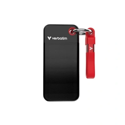 Imagen de Verbatim Pocket SSD 1 TB (SSD Externo NVMe USB 3.2 Gen 2, hasta 1000 MB/s de Lectura y Escritura, Disco Duro portátil para Mac, PC Consola Juegos, Negro/Rojo)