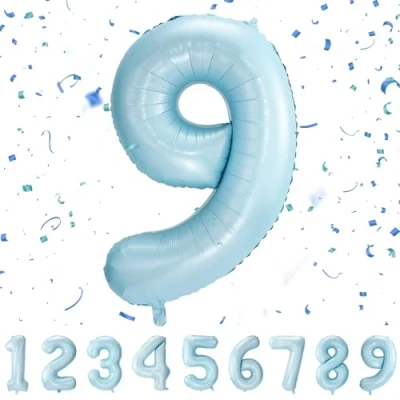 Imagen de Globos de Cumpleãnos 9 Pastel Azul,101 CM Globo Numeros Gigantes Grandes Decoracion,Globo Numero 9,Globos Niño Niña Adultos,Vuelan con Helio…