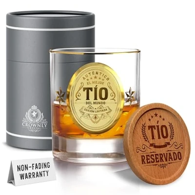 Imagen de CROWNLY CRYSTAL® Regalos Para Tio Originales Vaso Whisky Vasos Personalizados El Mejor Regalo Hombre Cumpleaños