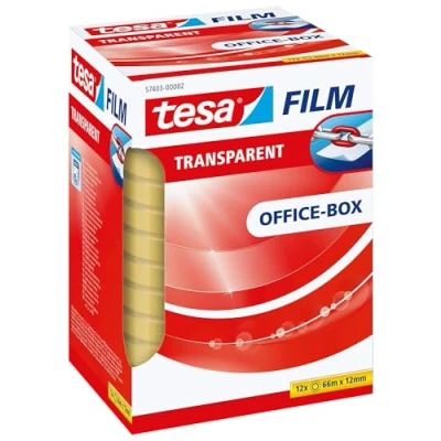 Imagen de tesafilm transparente Cinta Autoadhesiva Resistente al Paso del Tiempo y Rompimiento de Oficina con Fuerte Adhesión 66 m x 12 mm Piezas