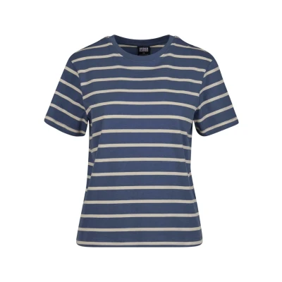 Imagen de Urban Classics Camiseta de Manga Corta para Mujer a Rayas, White Sand/Vintage Blue, XL
