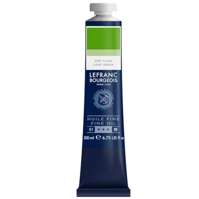 Imagen de Lefranc Bourgeois 301835 Pintura al óleo fina de calidad, resistente a la luz y consistencia uniforme, tubo 200 ml, ideal para lienzos tableros pintura, Verde claro