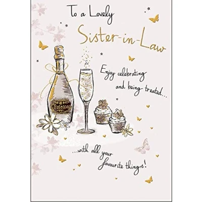 Imagen de Piccadilly Greetings Tarjeta de cumpleaños tradicional para cuñada, blanca, 7 x 5 pulgadas