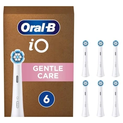 Imagen de Oral B iO Gentle Clean Recambios para Cepillo de Dientes Eléctrico, Blanco Originales (Tamaño Buzón), 6 Cabezales ( Paquete 1)