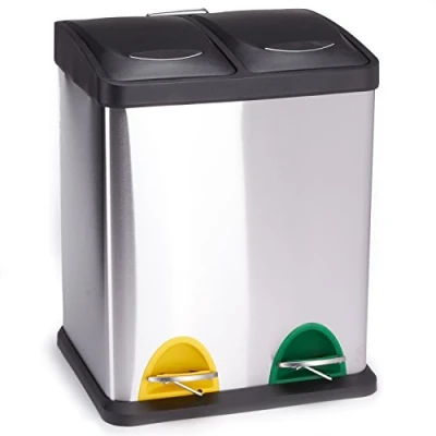 Imagen de MSV MS265 Papelera de inox clasificadora, 2 compartimentos, 31x26,5x39,5cm